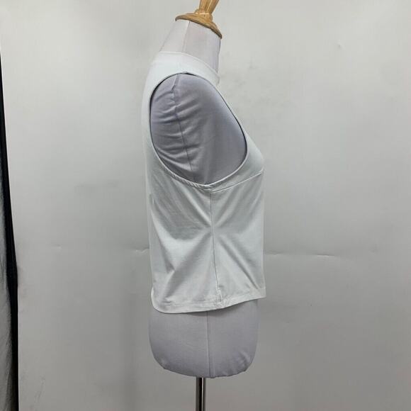 Carbon38 Tank Top Womens XS Extra Small Off White Mock Smooth Sleeveless Cropped - Picture 5 of 13